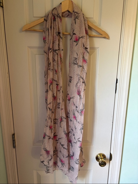 Accessories - Light Pink Floral Print Scarf with Pink Accent